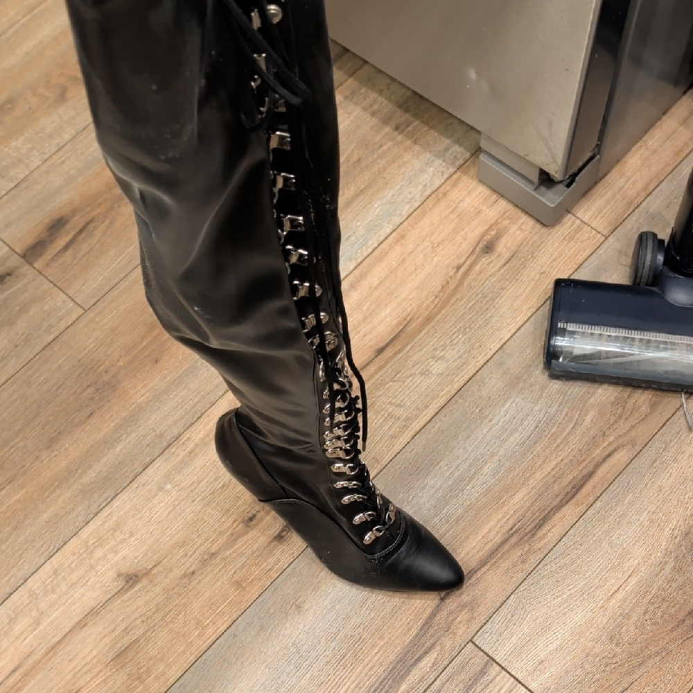 Lace-Up Over-The-Knee Women's Boot in Black